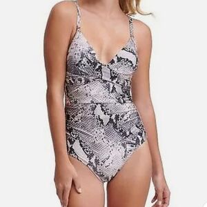 Calvin Klein BLUSH MULTI BOA SNAKE SHIMMER Ombre Python One-Piece Swimsuit Sz 18